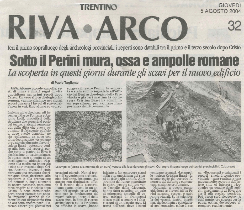 Sotto il Perini mura, ossa e ampolle romane