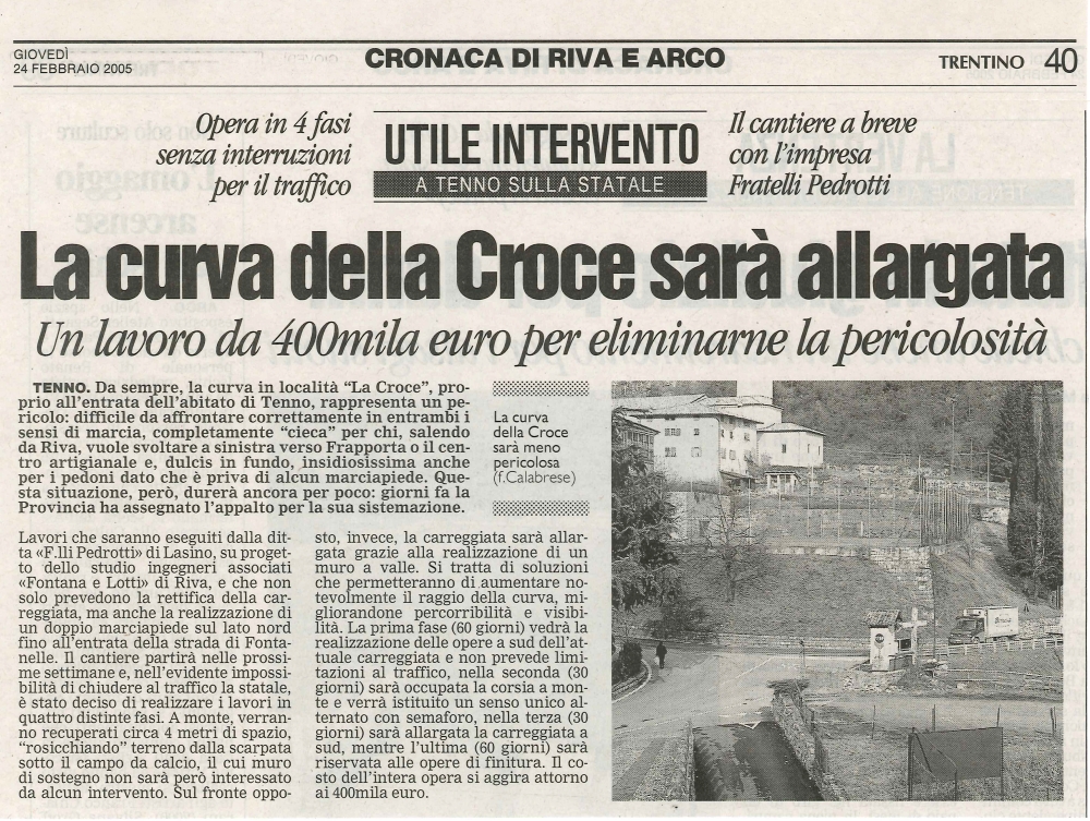 La curva della Croce sarà allargata