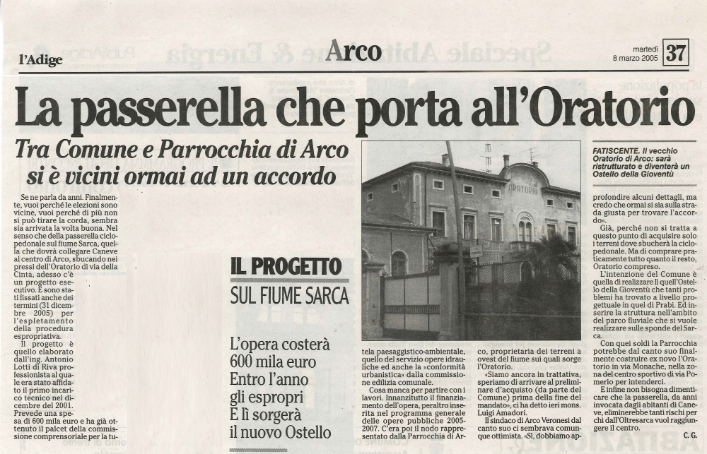 La passerella che porta all'Oratorio