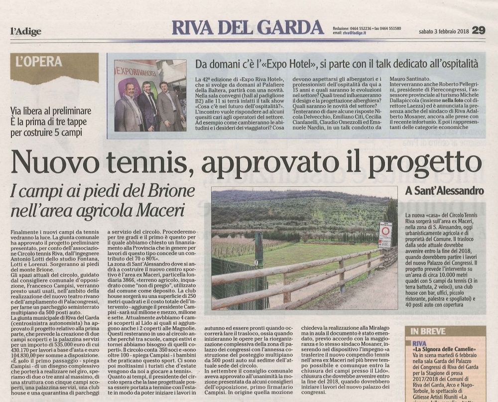 Nuovo tennis, approvato il progetto