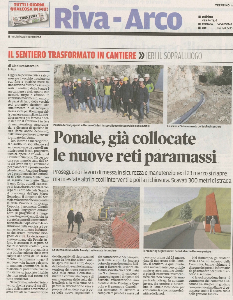 Ponale, già collocate le nuove reti paramassi