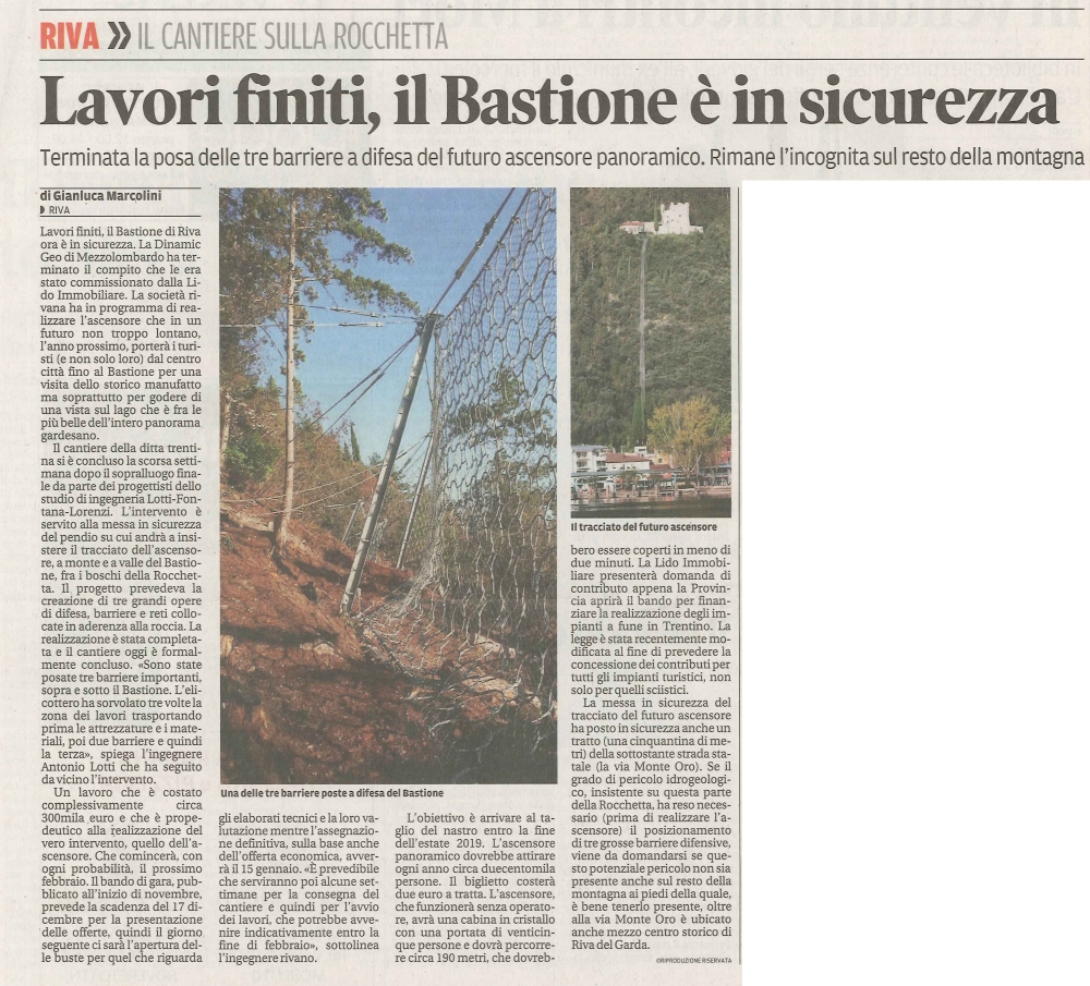 Lavori finiti, il Bastione è in sicurezza