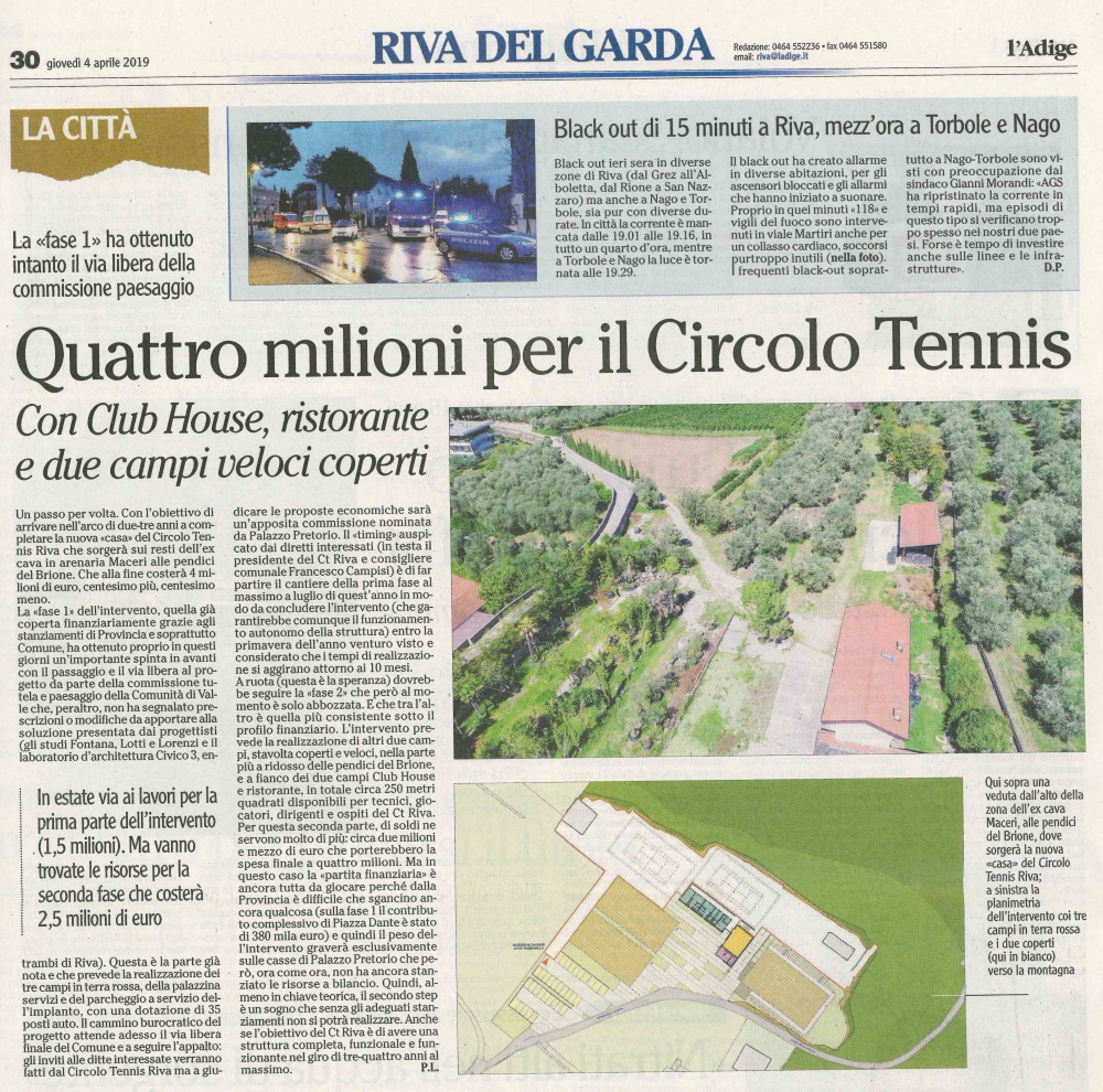 Quattro milioni per il Circolo Tennis