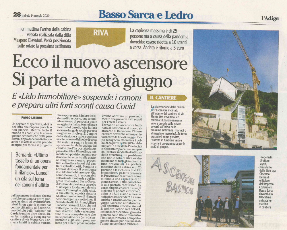Ecco il nuovo ascensore, si parte a metà giugno