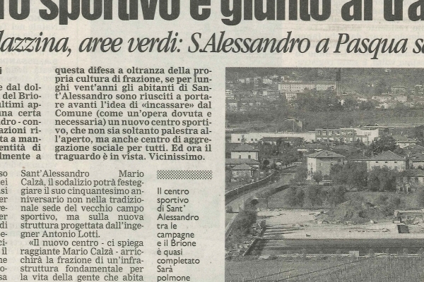 Il centro sportivo è giunto al traguardo