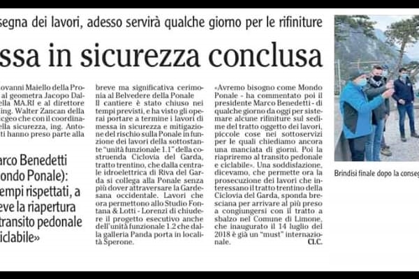 Ponale, messa in sicurezza conclusa