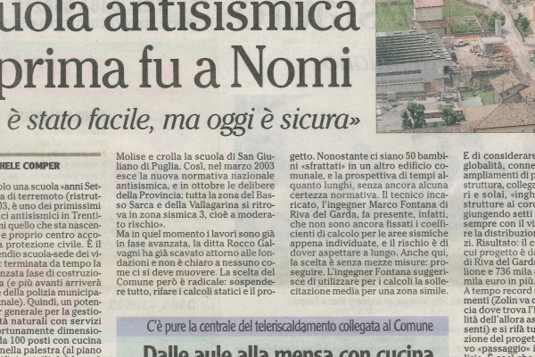 Scuola antisismica la prima fu a Nomi