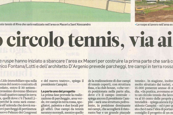 Nuovo circolo tennis, via ai lavori